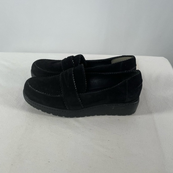 Stuart Weitzman Schooldays Suede Platform Penny Loafers in‎ Black Size 4.5 - Picture 4 of 8